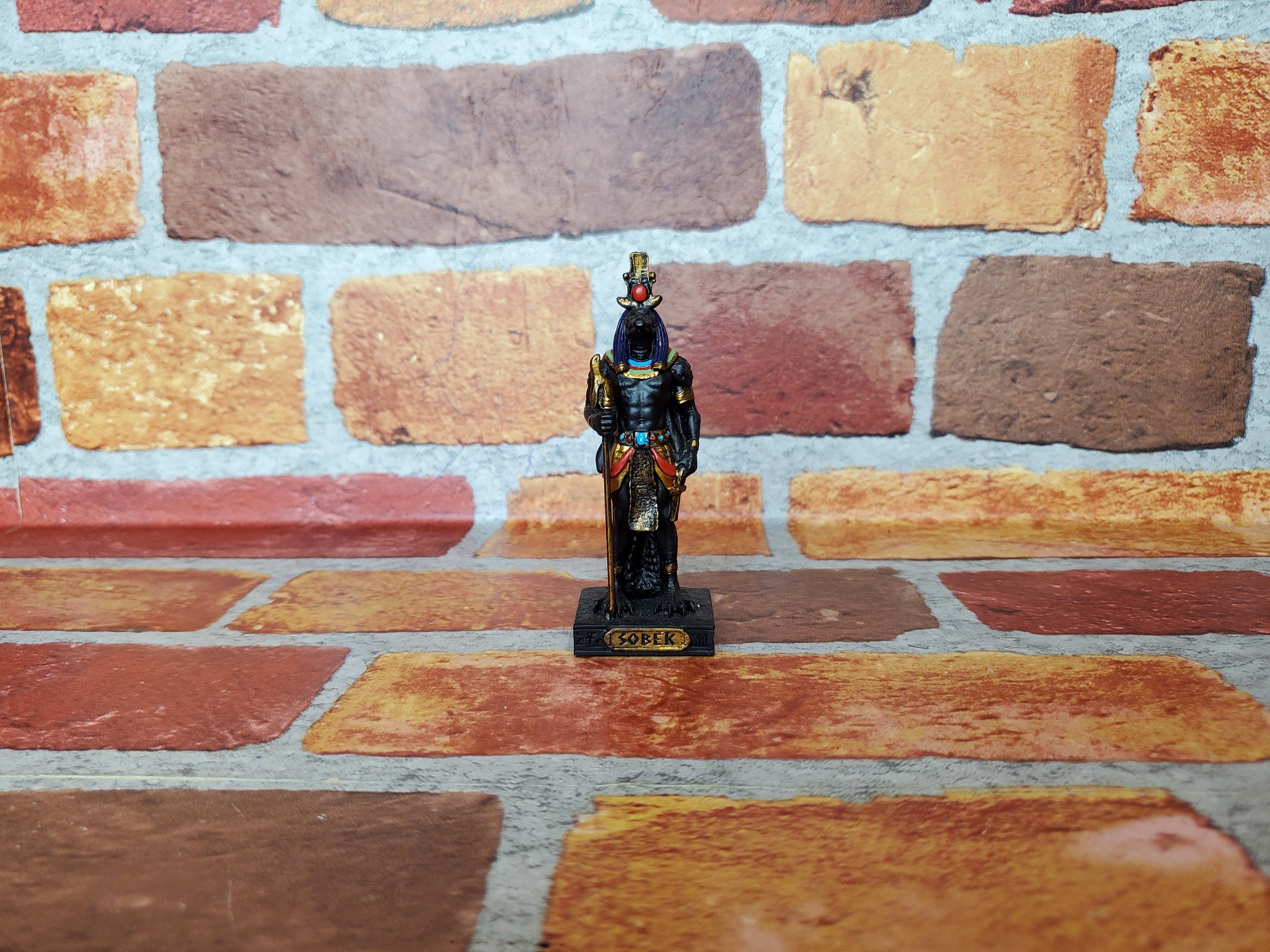 Figurine Sobek vintage - Statue miniature d'autel du dieu égyptien Sobek