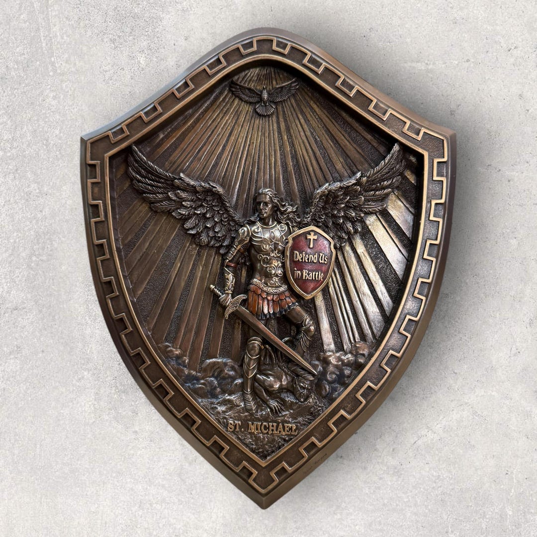 Plaque Murale Métal Saint Michel - 30x20 Cm, Multicolore, étain, Neuve