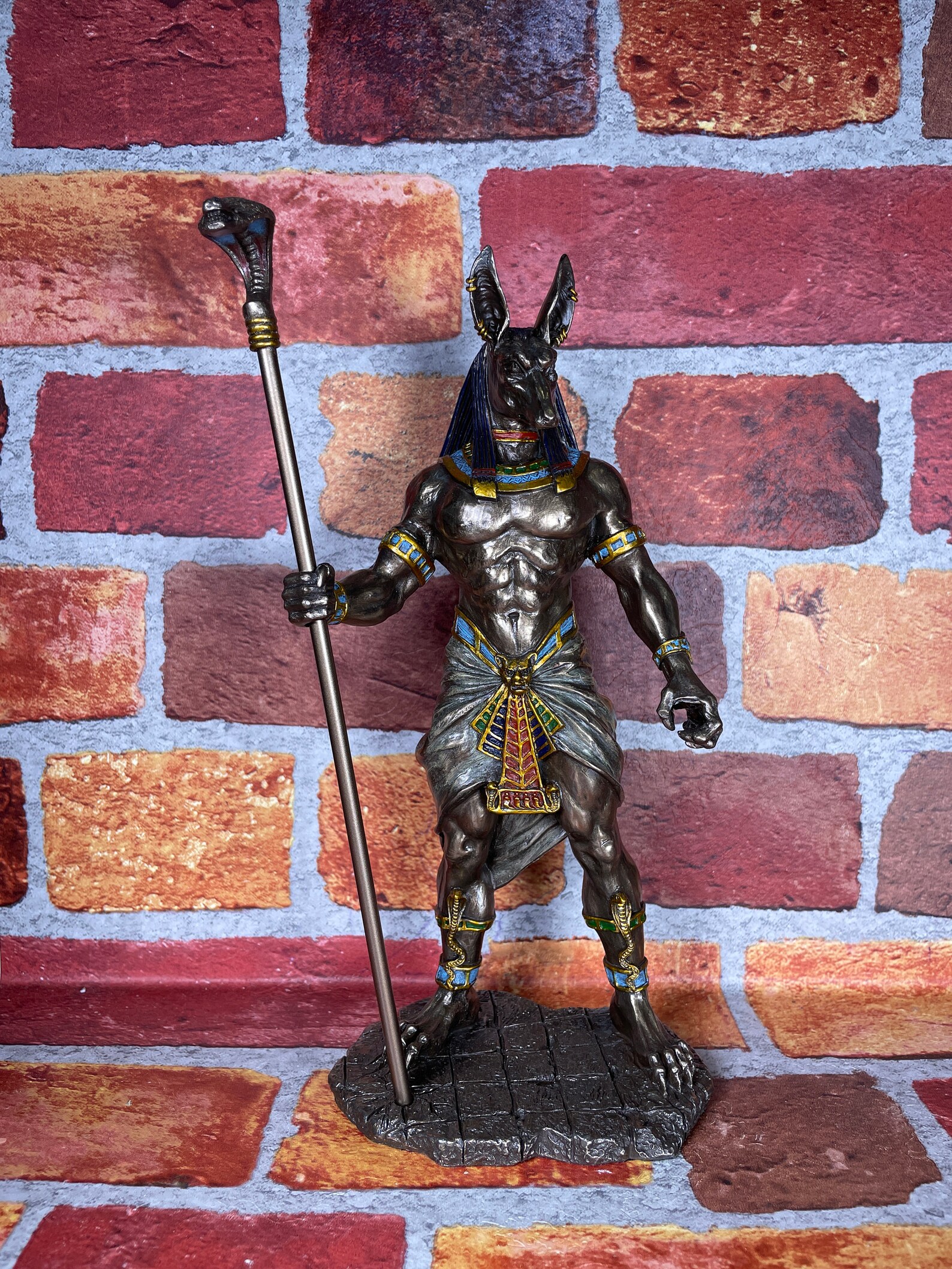 Vintage Anubis Standing With Staff Statue Etsy