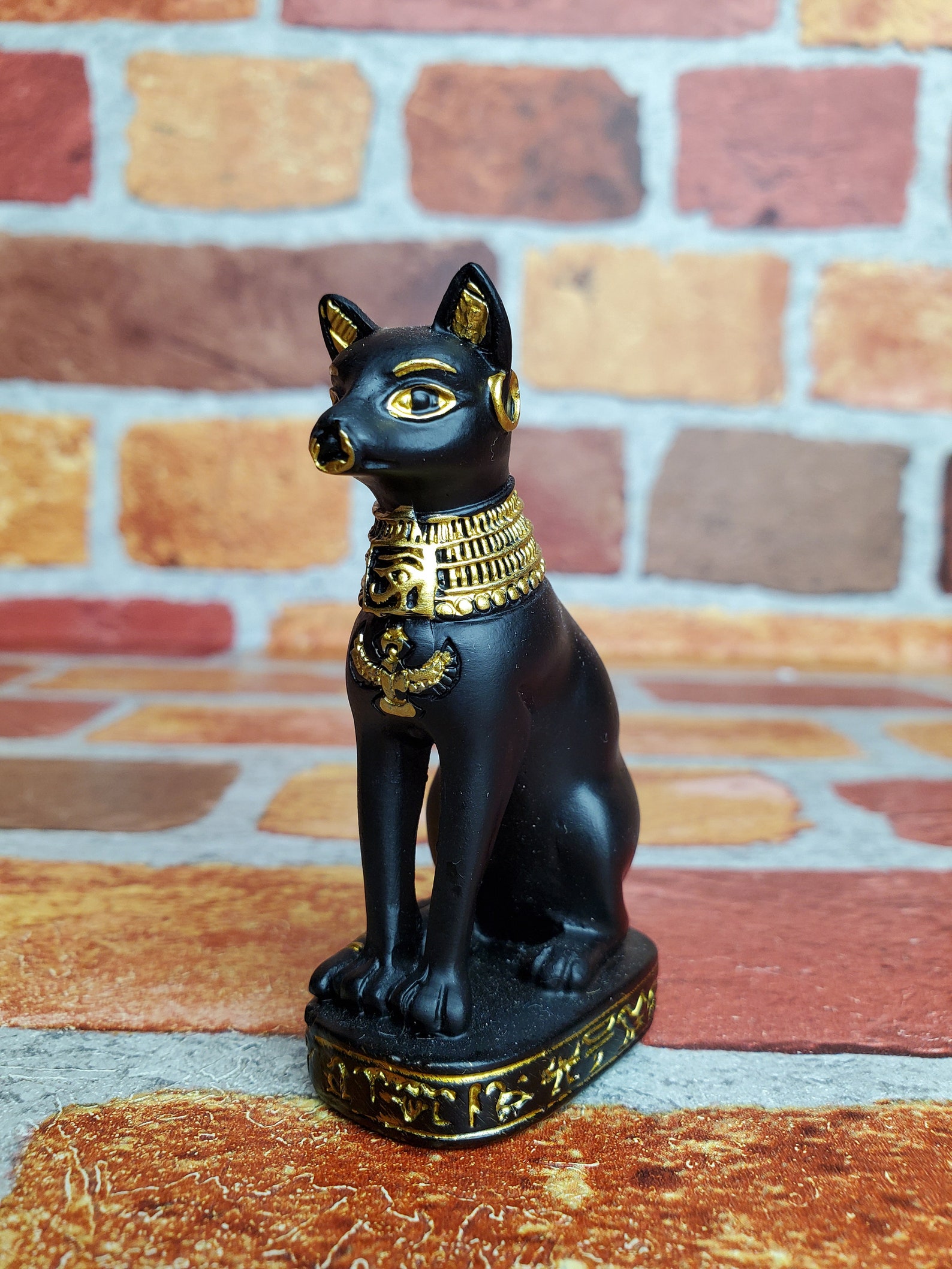 Vintage Seated Bastet Figurine Miniature Egyptian Cat Goddess Bastet vintage-seated-bastet-figurine-miniature-egyptian-cat-goddess-bastet