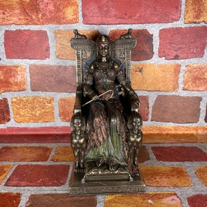 Vintage Queen Cleopatra in Throne Statue - Egyptian Ptolemaic Queen Cleo