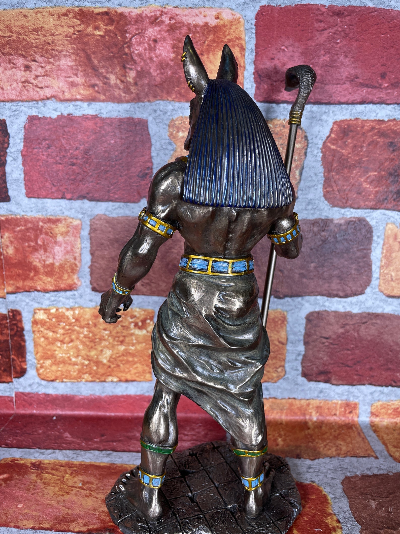 Vintage Anubis Standing With Staff Statue Etsy
