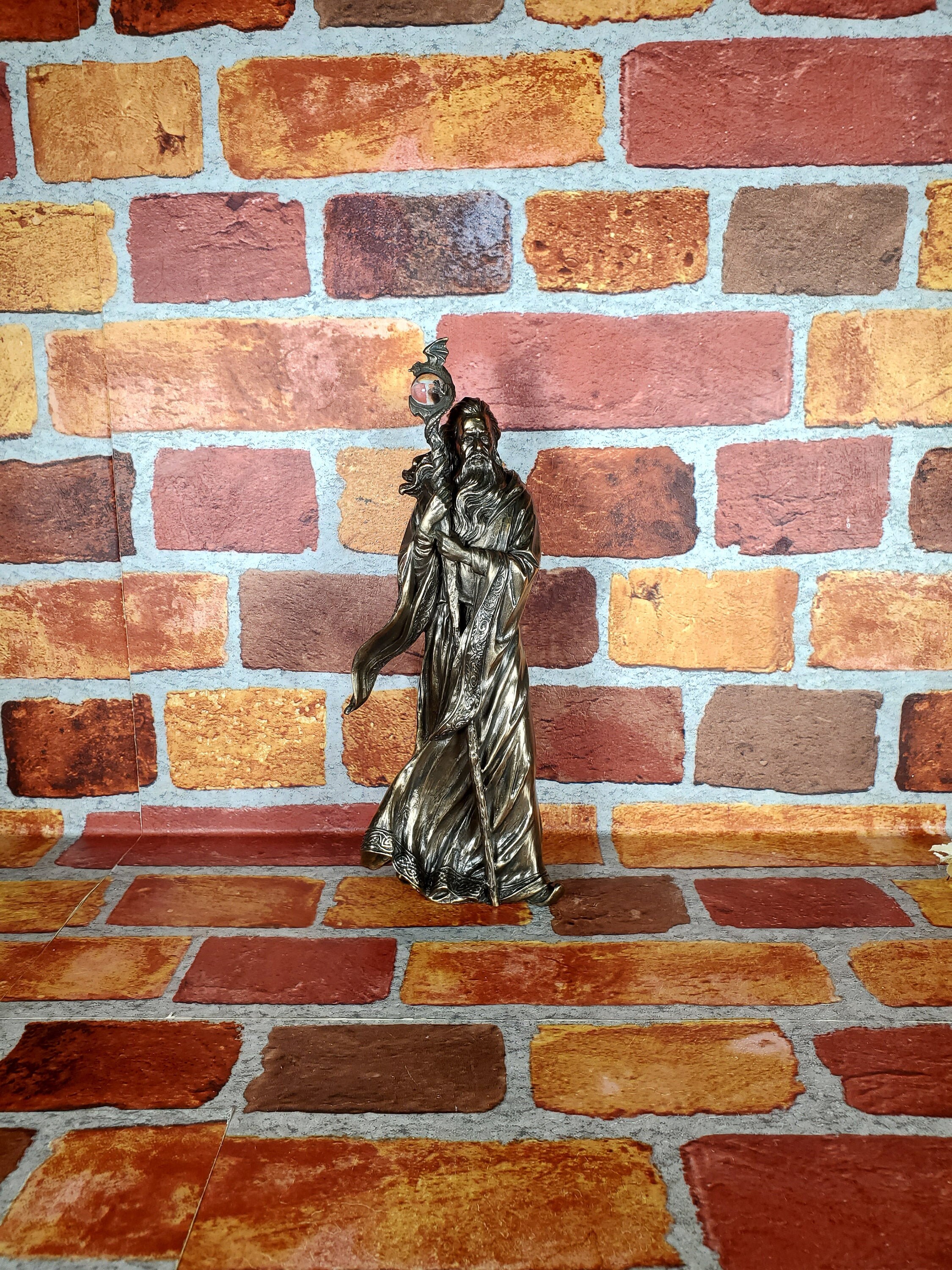 Vintage Merlin Statue Cold Cast Bronze Merlin the Wizard | Etsy