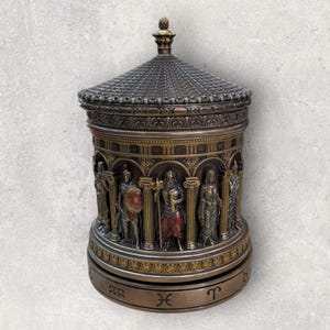 Vintage Greek Pantheon Box - Trinket Box - Greek Mythology Rotating Box