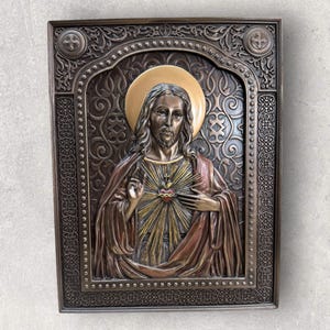 Vintage Sacred Heart of Jesus Wall Plaque - Christian Home Decor Confirmation Gift Baptism