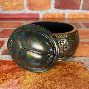 Vintage ägyptische Smaragd Smaragd Trinket Box - Hieroglyphic Schreibtisch Box