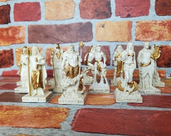 Vintage Greek Olympians Set of 12 Figurines - Miniature Greek Gods and Goddess Altar Statues