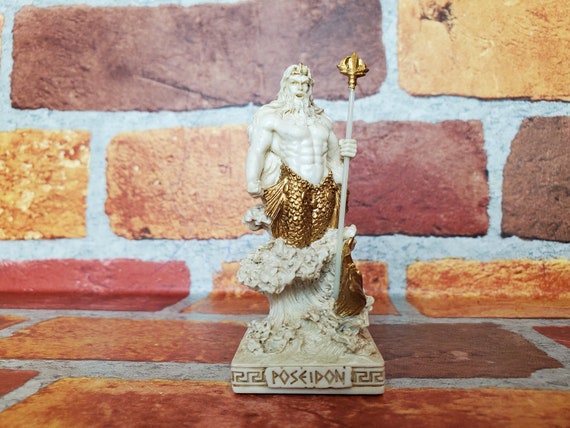 Vintage Poseidon Figurine - Miniature Greek God Poseidon Altar