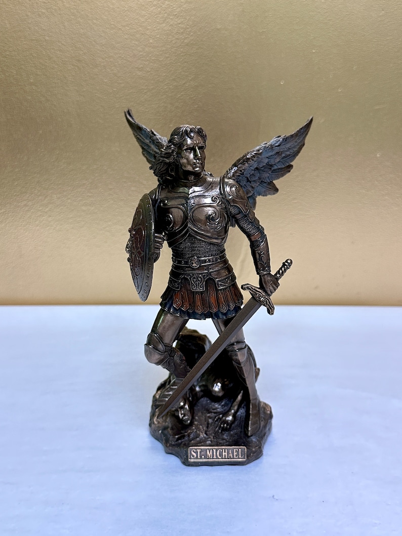 Vintage St. Michael Archangel Statue Saint Michael Altar Etsy