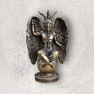 Vintage Baphomet Mini Statue - Cold Cast Bronze - Sabbatic Goat Occult Altar Statue