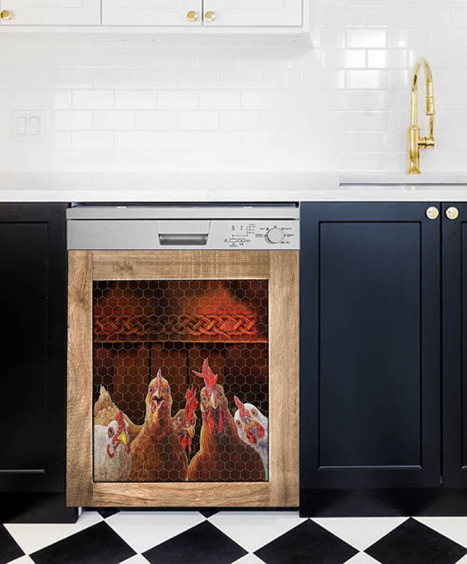 Rooster Chicken Dishwasher Cover Sticker Kitchen Decor Etsy