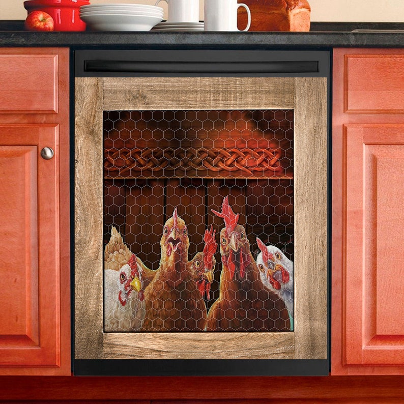 Rooster Chicken Dishwasher Cover Sticker Kitchen Decor Etsy