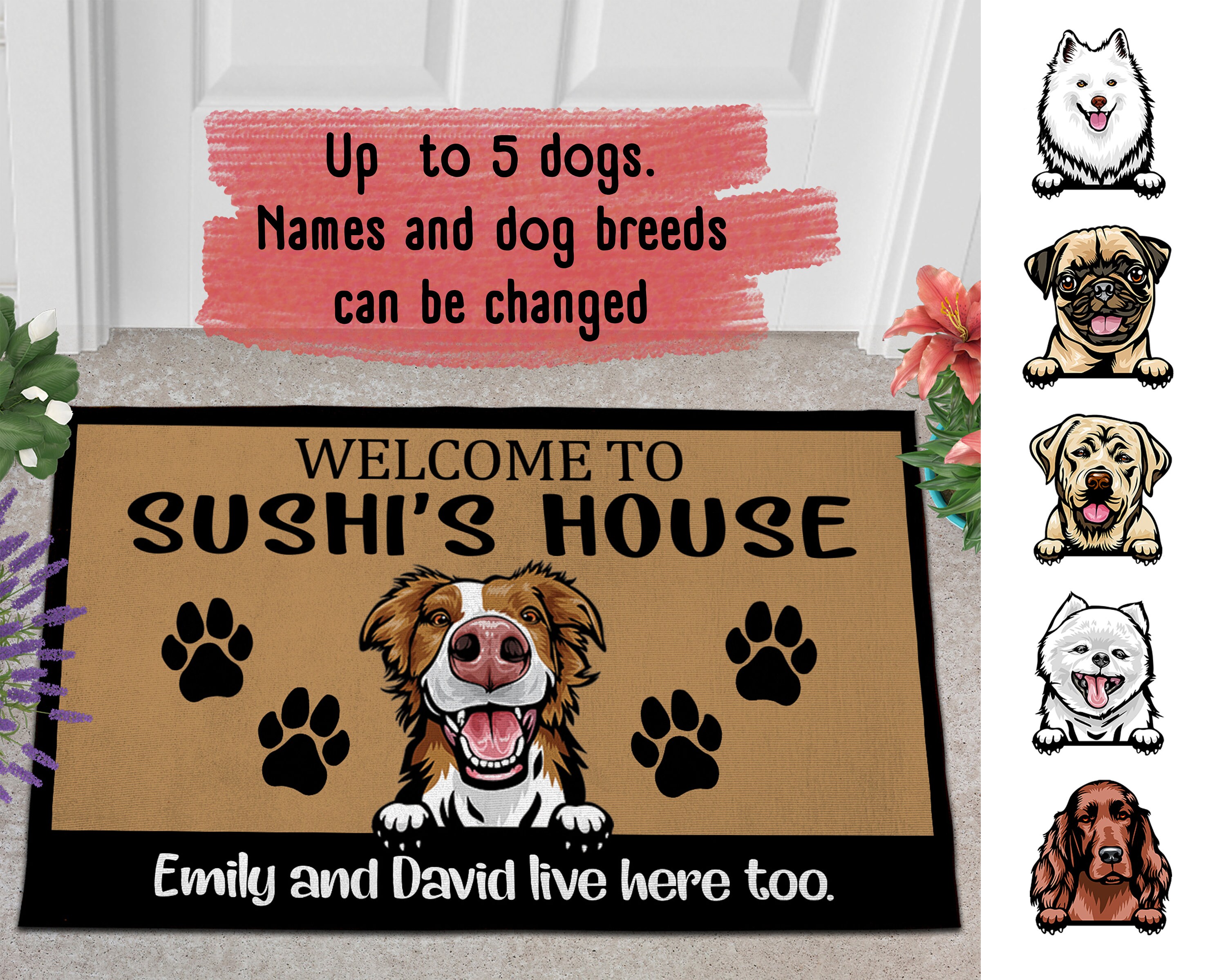 Personalized Custom Doormat For Dog Lover Gift Nonslip Etsy