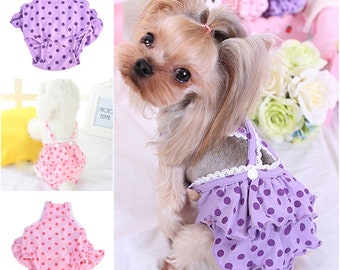 Female Dog Panties Diaper Bitch Britches Pet Puppy Pants Doggie Wrap Skirt Size Small 12 Waist Ready To Ship Royal Blue Floral