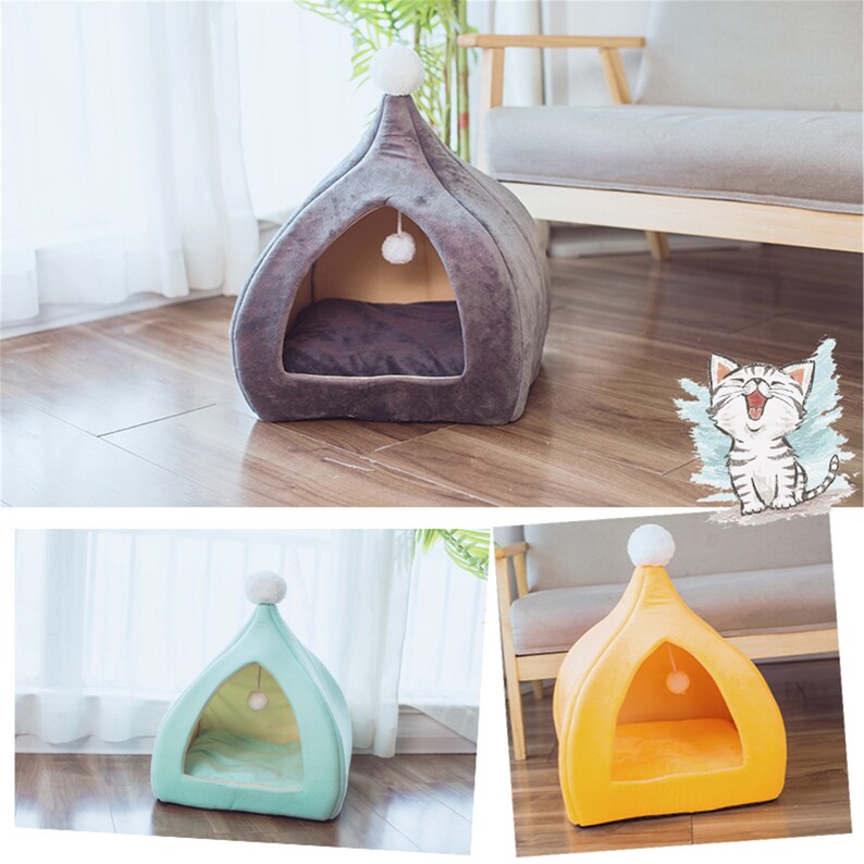 Cat Cave Bed 2in1 Indoor Cat Tent House for Small Medium Etsy