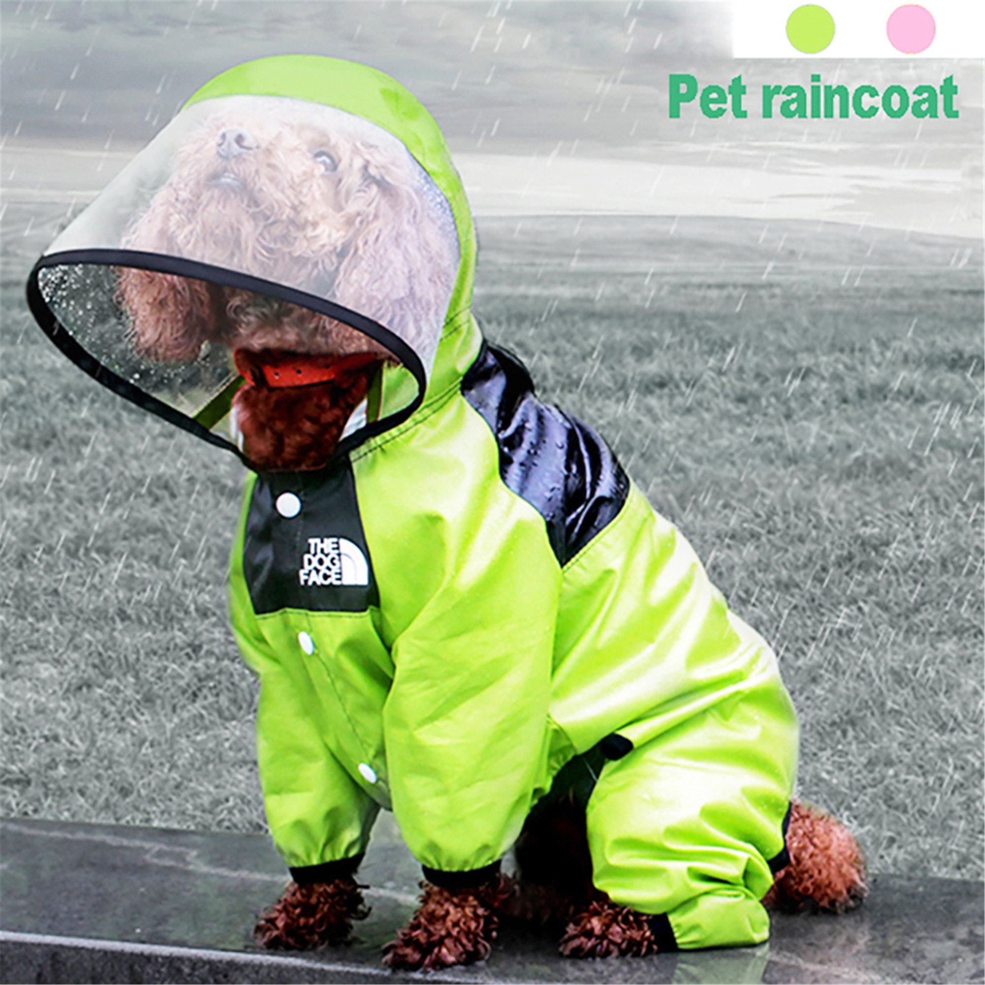 Dog Raincoat Pet Waterproof Detachable Rain Jacket Dogs Water Etsy