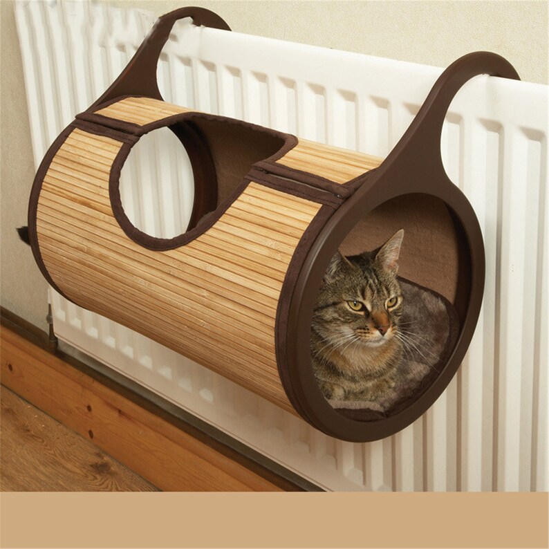 Natural Bamboo Radiator Cat Bed Home Tent Cat Tunnel Toys Etsy