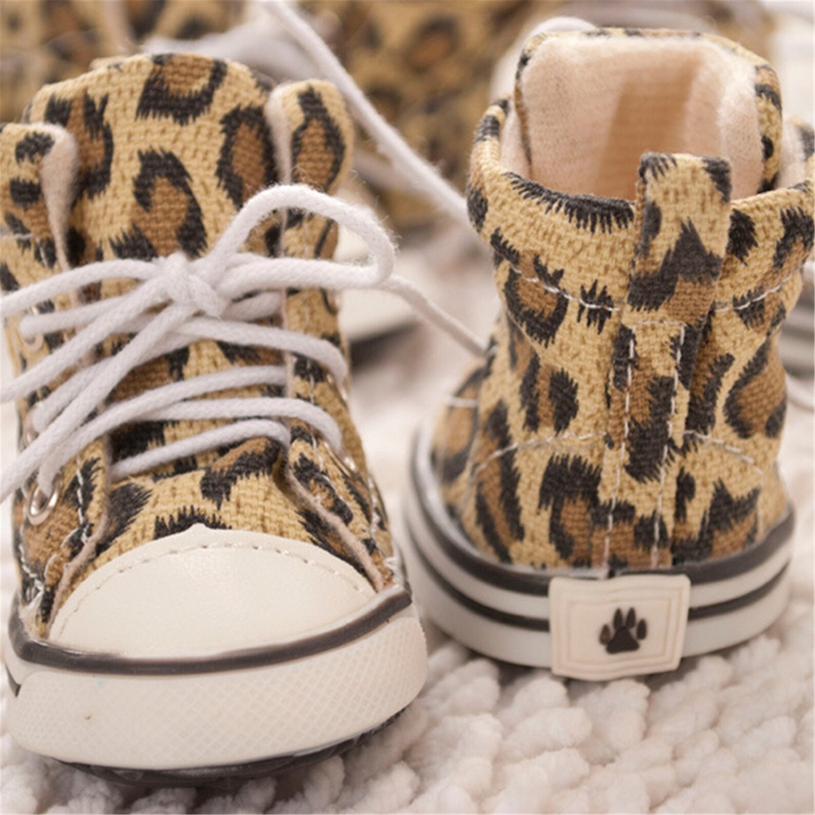 4pcs/set Dog Shoes Pet Boots Casual Leopard Canvas Dog Etsy