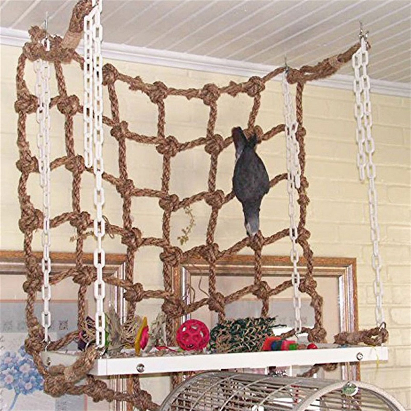 Bird Climbing Net Hemp Rope Parrot Hanging Rope Stand Net Etsy
