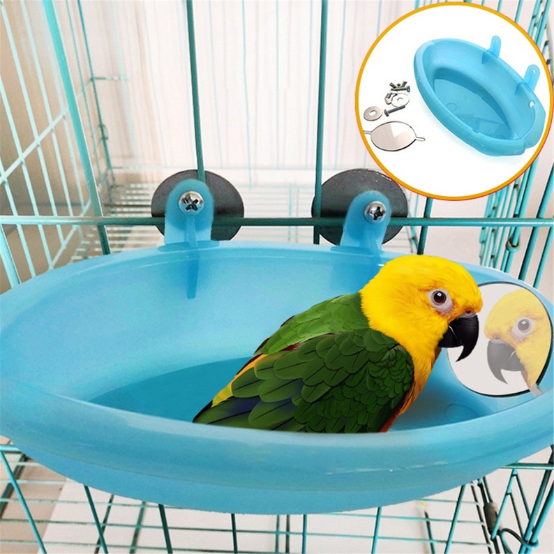 Parrot Bathtub With Mirror Bird Cage Accessories Mirror Bath Etsy