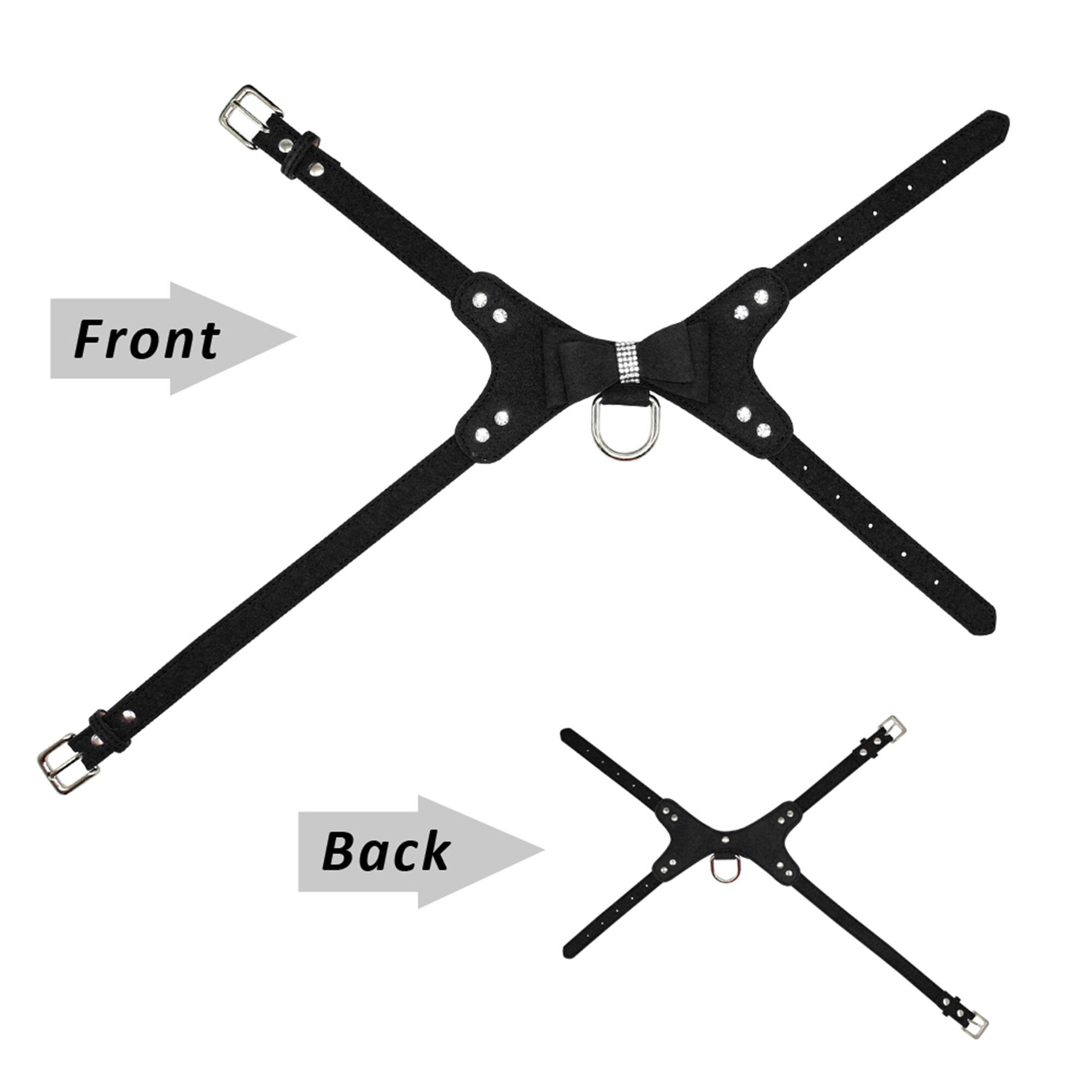 Small Dog Harness Leather Dogs Harness Bowknot No Pull Puppy Etsy