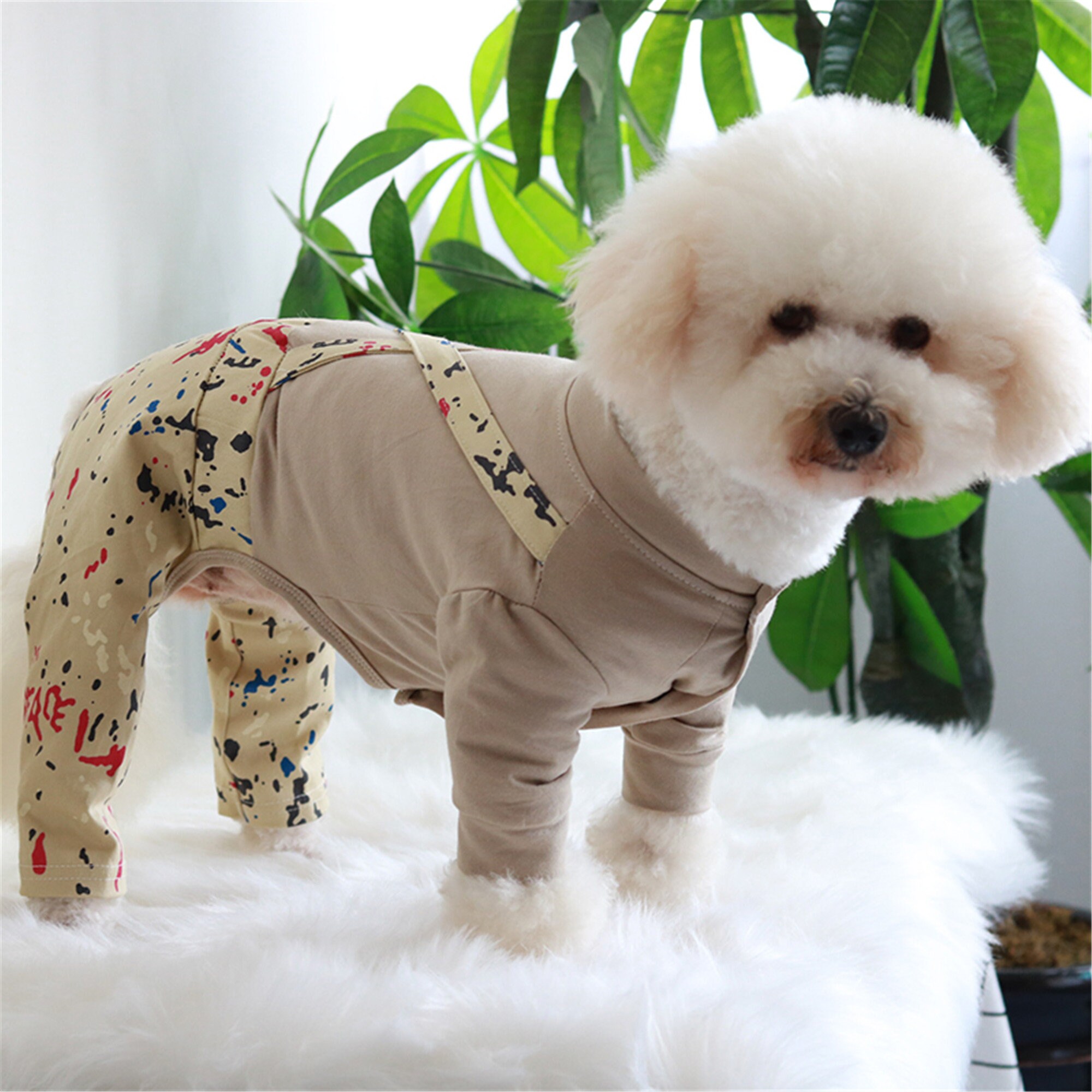 Pet Dog Jumpsuit Stretch Cotton Fake Two Pieces Overalls Etsy