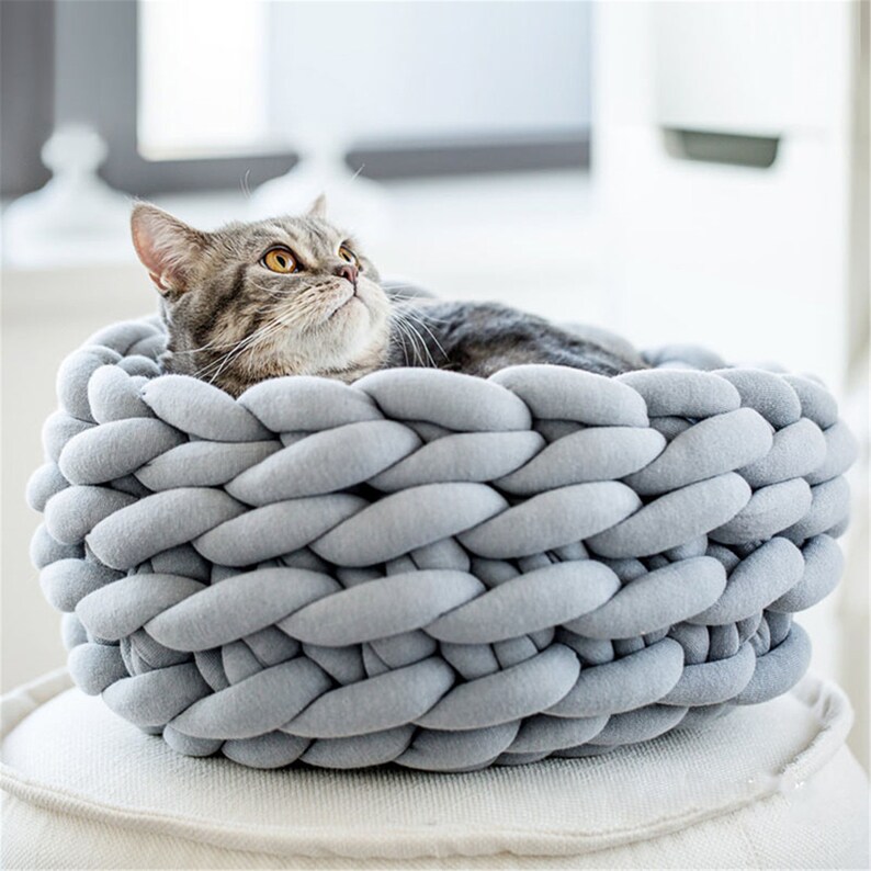 Woven Cat Bed Pet Nest Warm Soft Cat Basket Hot Sale Cat Lazy Etsy