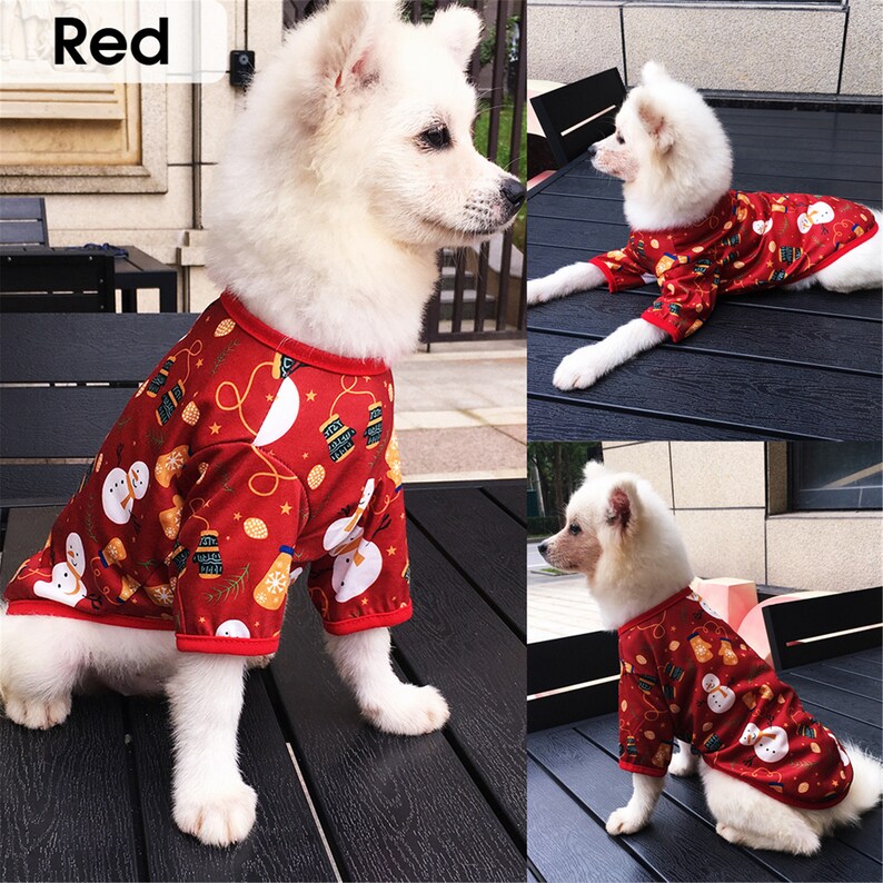 Puppy Dog Christmas Clothes Cute Cat Tshirt Soft Cotton Pet Etsy