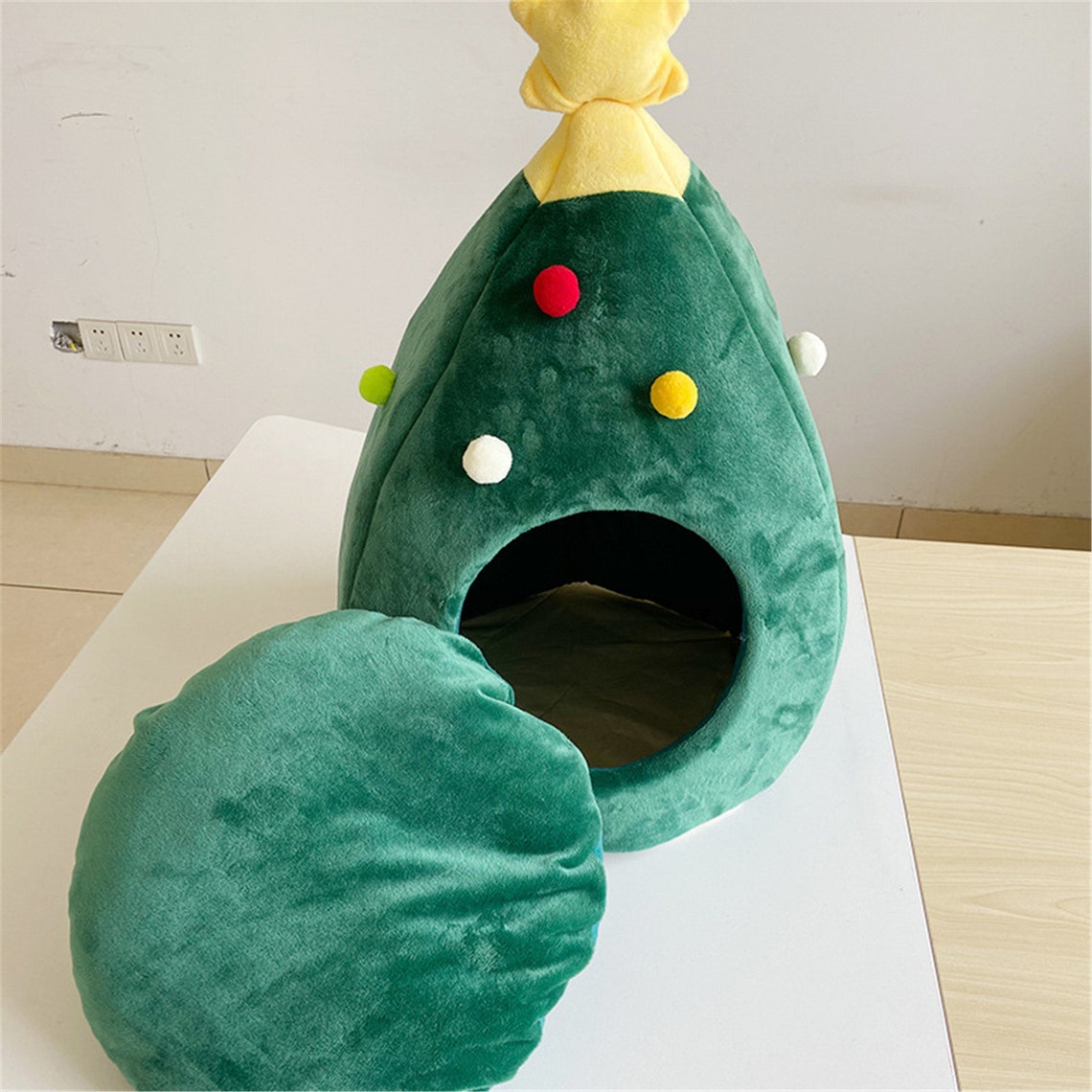 Small Christmas Tree Cat Litter Winter Warm Pet Nest Cat Bed Etsy