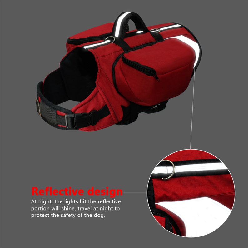 Outdoor Dog Backpack Harness Reflective Dogs Pack Hound Travel Camping Hiking Backpacks Saddle Bag for Medium Large Dogs
