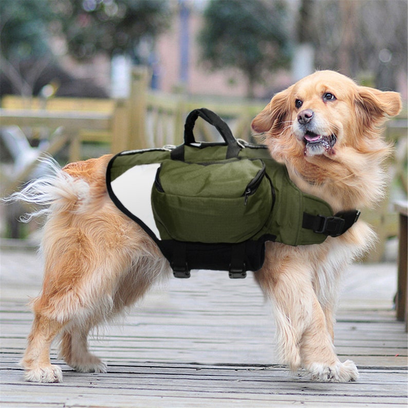 Outdoor Dog Backpack Harness Reflective Dogs Pack Hound Travel Camping Hiking Backpacks Saddle Bag for Medium Large Dogs