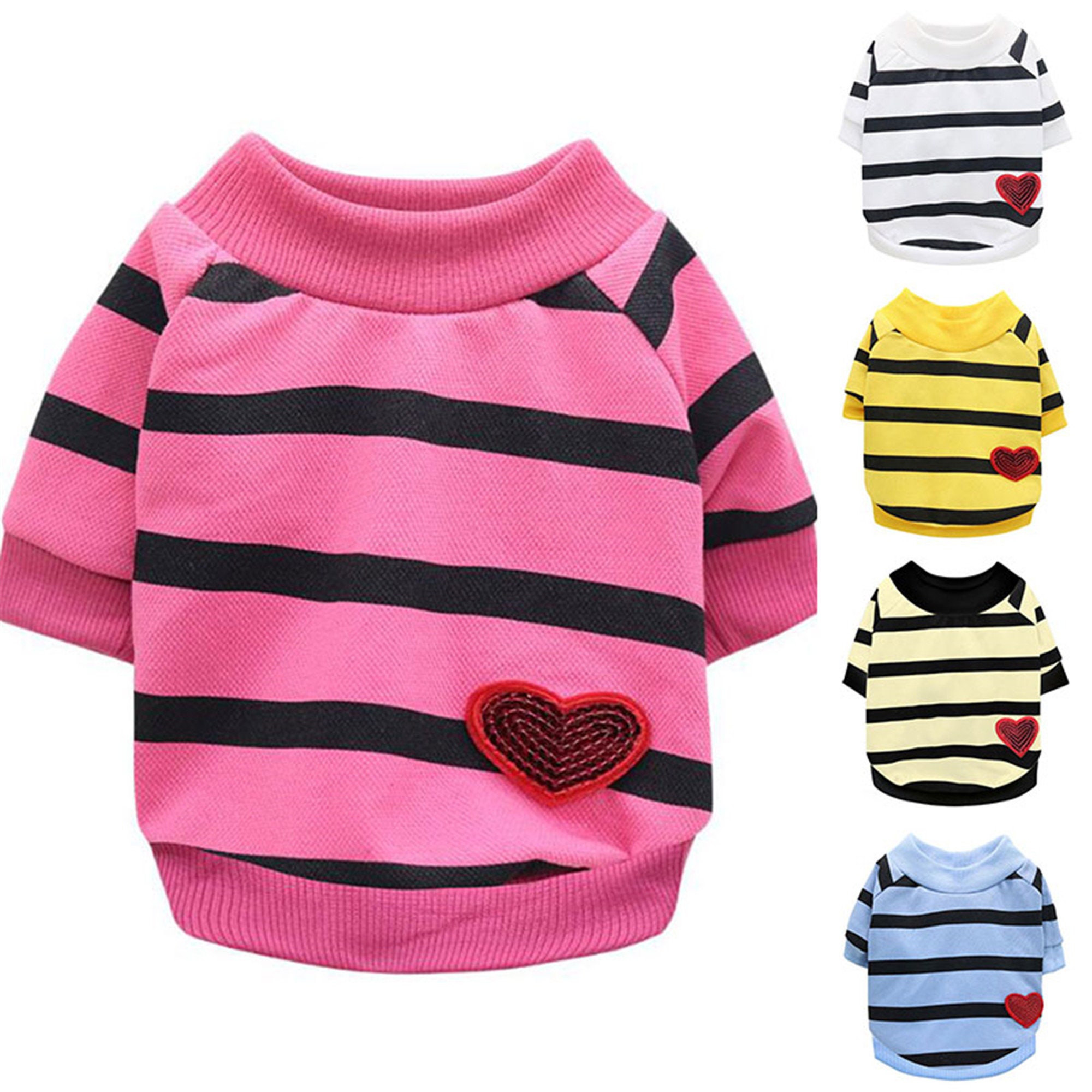 Winter Warm Dog Clothes Puppy Cat Dog Sweater Striped Jacket Etsy