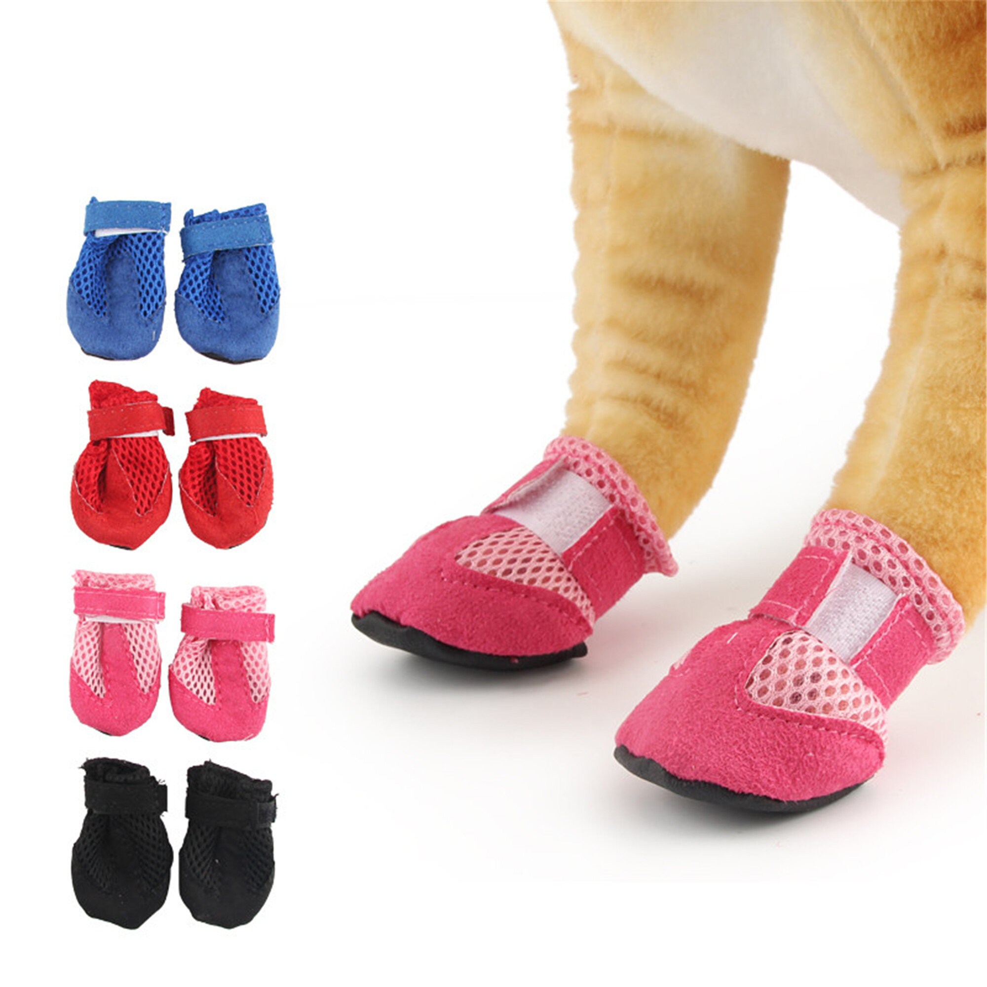4pcs/set Pet Shoes For Dogs Breathable Mesh Puppies Nonslip Etsy