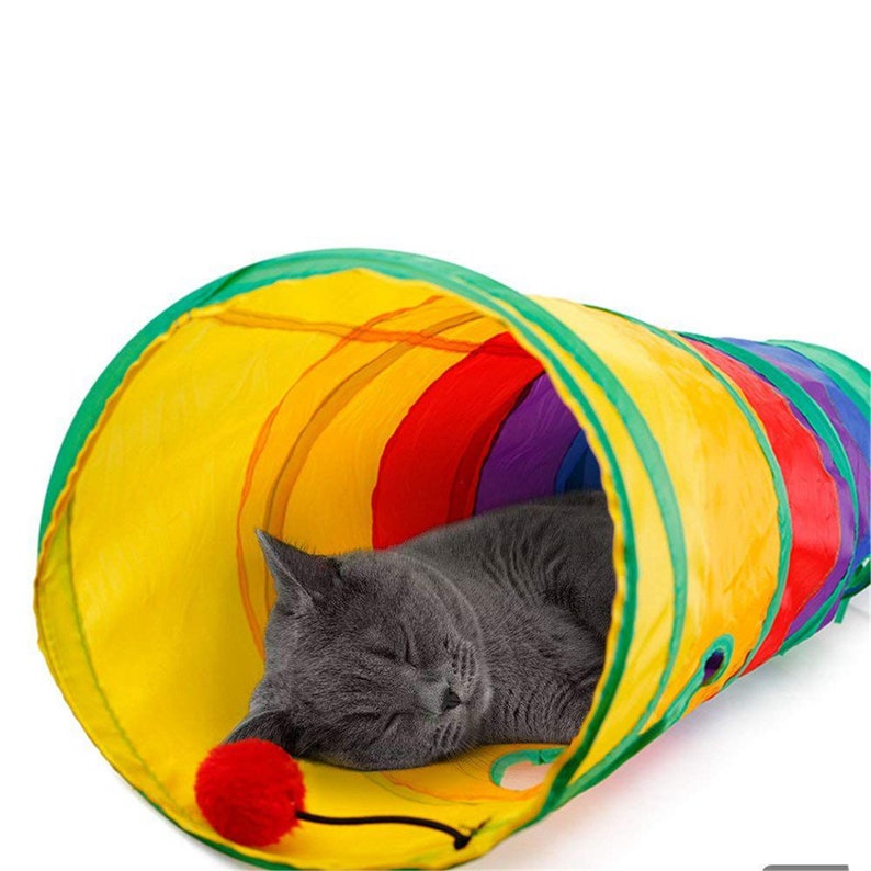 Practical Cat Tunnel Pet Tube Collapsible Play Toy Indoor Etsy
