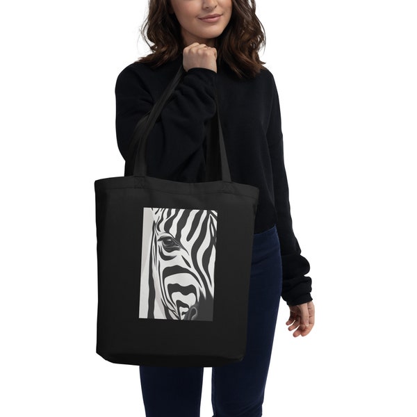 Zebra Eco Tote Bag Black and White Tote Bag Animal Shopping Bag