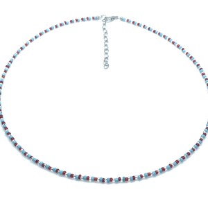 Red, White and Blue Seed Bead Choker, Seed Bead Necklace, Minimalist Choker