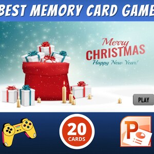 Mooie Kerst Memory Card Game, Memory Games, Kerst Quiz, Nieuwjaar Trivia, Virtuele PowerPoint Game Night Fun Family Games