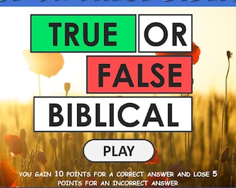 True or False Biblical, Bible Quiz, Bible trivia, Virtual PowerPoint  Night Fun Family Games quiz Customizable adults teens,