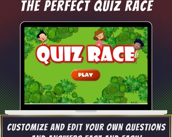 Kids Classroom Quiz Race PowerPoint Game Template (Digital Download)