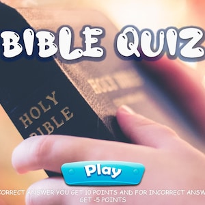 Bible Quiz, Bible trivia, Virtual Game, Virtual PowerPoint  Night Fun Family Games quiz Customizable adults teens, church game
