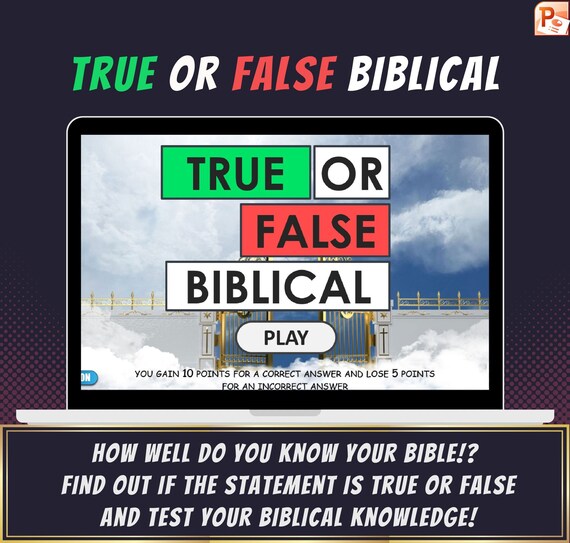 True or False Biblical Bible Quiz Bible Trivia Virtual - Etsy