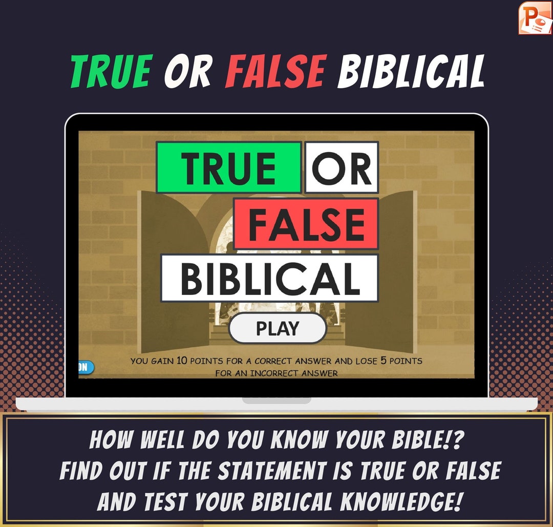 True or False Biblical, Bible Quiz, Bible Trivia, Virtual Powerpoint ...