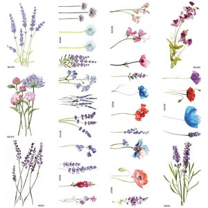 Lavender and Florals Temporary Tattoo Sheets