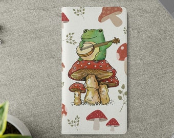 Cute Frog Wallet Phone Case, Frog Phone Case With Card Holder, Musician Frog Phone Case, Frog Flip Phone Case