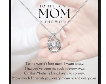 Best Mom In The World Gift, Mothers Day Necklace, Gift From Daughter or Son, Mothers day Present, Mothers Day Necklace Message Card