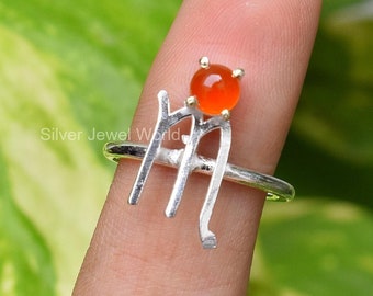 100% Genuine Carnelian Virgo Zodiac Ring, Gemstone Ring, Red Statement Ring, 925 Sterling Silver Jewelry, Anniversary Gift, Ring For Her