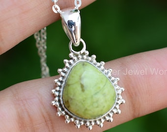 Green Opal Gemstone 925 Sterling Silver Necklace Pendant, Gift For Her, One Of A Kind