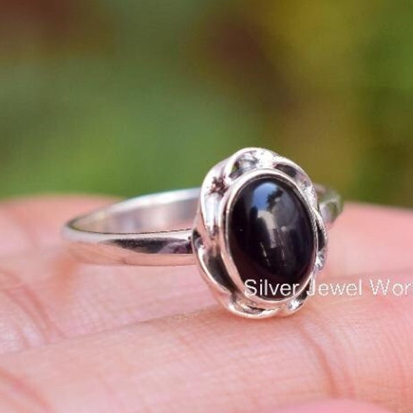 Black Onyx 925 Silver Ring, Gemstone Ring, Black Statement Ring, 925 Sterling Silver Jewelry, Engagement Gift, Ring For Brides Maid