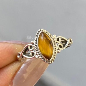 Brown Tiger Eye 925 Silver Ring Gemstone Ring Handmade Statement Ring