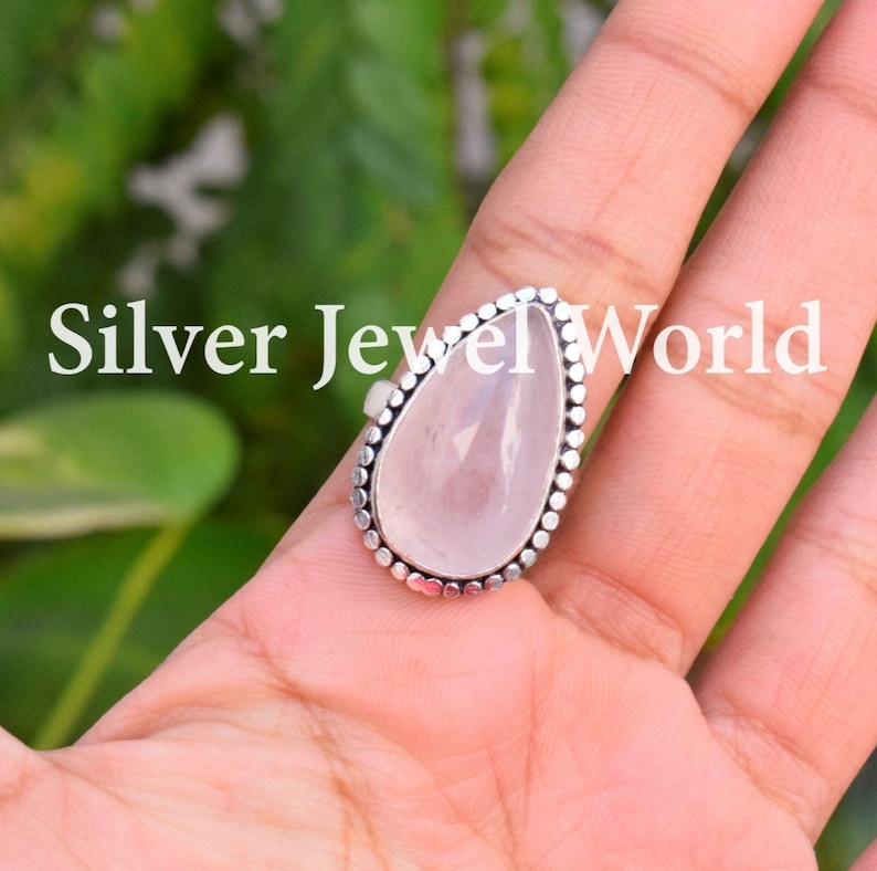 Best Seller Ring Gift for her Gift For Him Rose Quartz Ring Personalized Gift 925 Sterling Silver Plated Rose Quartz Designer Ring